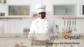  Presentation with cooking chef - PPT layouts enhanced with mature indian chef cooking background and a mint green colored foreground