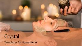  Presentation with senior spa - Amazing slide deck having mature lady in spa backdrop and a coral colored foreground