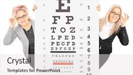  Presentation with eyesight - Beautiful PPT theme featuring mature lady with glasses backdrop and a light gray colored foreground