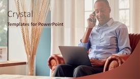  Presentation with mobile home - PPT theme with mature-male-architect-or-interior background and a soft green colored foreground