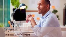  Presentation with building plans - PPT layouts featuring mature-male-architect-with-laptop background and a coral colored foreground