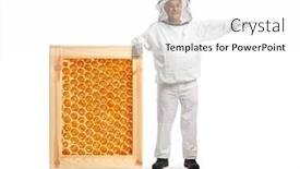  Presentation with bee - Slide set with mature-male-bee-keeper background and a white colored foreground