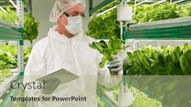  Presentation with vertical - Theme with mature-male-biologist-in-protective background and a mint green colored foreground