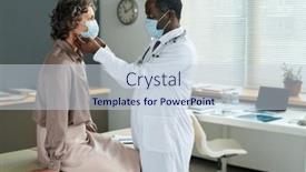  Presentation with thyroid - Presentation design having mature-male-endocrinologist-in-mask background and a lemonade colored foreground