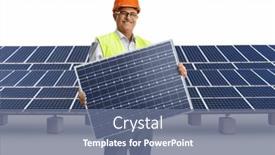  Presentation with solar farm - Slides consisting of mature-male-engineer-holding background and a ocean colored foreground