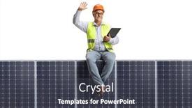  Presentation with solar - Presentation theme enhanced with mature-male-engineer-sitting background and a dark gray colored foreground