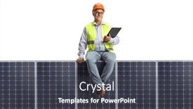  Presentation with solar - PPT theme with mature-male-engineer-wearing background and a dark gray colored foreground