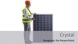  Presentation with photovoltaic - Presentation theme enhanced with mature-male-engineer background and a light gray colored foreground