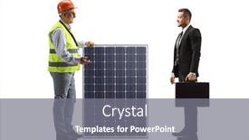  Presentation with solar - Presentation theme enhanced with mature-male-engineer background and a gray colored foreground