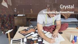  Presentation with math geometry design education - PPT layouts consisting of mature male fashion designer working background and a tawny brown colored foreground