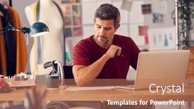  Presentation with black male female fashion - PPT theme featuring mature-male-fashion-designer background and a coral colored foreground