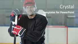  Presentation with hockey - Slide deck enhanced with mature-male-hockey-player background and a gray colored foreground