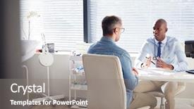  Presentation with doctor and patient medical consultation - Cool new slide deck with mature male patient in consultation backdrop and a gray colored foreground