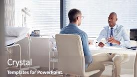  Presentation with black patient - PPT theme enhanced with mature male patient in consultation background and a gray colored foreground