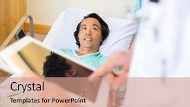  Presentation with digital hospital - Cool new PPT layouts with recovery room - mature male patient looking backdrop and a coral colored foreground