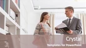  Presentation with realtor - Slide deck consisting of mature male realtor holding contract background and a coral colored foreground