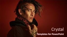  Presentation with shaman - PPT layouts having mature-male-shaman-in-black background and a wine colored foreground