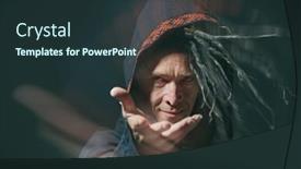  Presentation with shaman - Presentation theme with mature-male-shaman-in-ethnic background and a tawny brown colored foreground