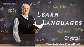  Presentation with teacher - Cool new PPT theme with mature-male-teacher-in-front backdrop and a tawny brown colored foreground