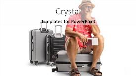  Presentation with suitcase - Slide set enhanced with mature-male-toruist-sitting background and a white colored foreground