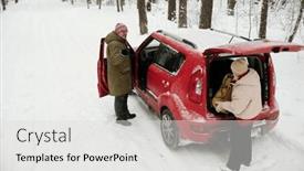  Presentation with weekend - PPT layouts consisting of mature-male-tourist-in-winterwear background and a light gray colored foreground