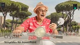  Presentation with rome - Theme enhanced with mature-male-tourist-riding background and a  colored foreground