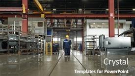  Presentation with walkie talkie - Slides having mature-male-worker-of-industrial background and a gray colored foreground