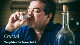  Presentation with alcoholic - Cool new PPT theme with mature-man-alcoholic-drinks-vodka backdrop and a navy blue colored foreground