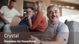  Presentation with free family - Presentation theme featuring mature-man-and-his-family background and a tawny brown colored foreground