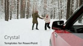  Presentation with forest road - Presentation theme enhanced with mature-man-and-woman-playing background and a white colored foreground