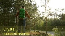  Presentation with life - Theme enhanced with mature-man-backpacker-enjoying-life and a tawny brown colored foreground