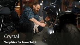  Presentation with motorcycle - Slides consisting of mature-man-biker-repairing-motorcycle background and a dark gray colored foreground