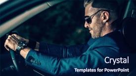  Presentation with intelligent car intelligent vehicle and - Slide deck consisting of mature man driving a car background and a  colored foreground