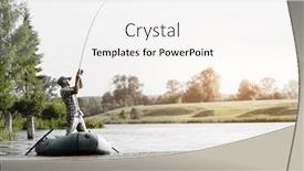  Presentation with fishing boat - Amazing theme having mature man fishing on the lake from inflatable boat backdrop and a white colored foreground