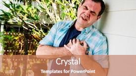  Presentation with heart attack - Colorful slide set enhanced with mature man having a heart backdrop and a coral colored foreground