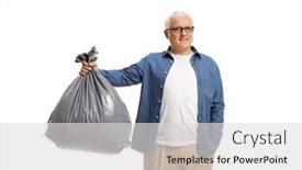  Presentation with bin - Presentation design enhanced with mature-man-holding-a-bin background and a light gray colored foreground
