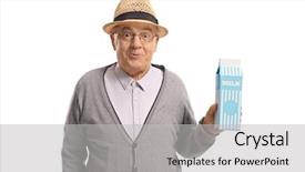  Presentation with car body repairer holding - Slide set consisting of mature man holding a carton background and a  colored foreground