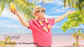  Presentation with cocktail - Amazing slide set having mature-man-holding-a-cocktail backdrop and a coral colored foreground