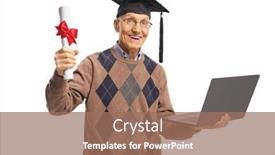  Presentation with graduation - Presentation having mature-man-holding-a-graduation background and a coral colored foreground
