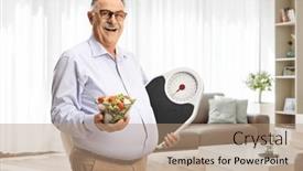  Presentation with weight - Slides consisting of mature-man-holding-a-salad background and a coral colored foreground