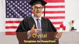 Presentation with diploma - PPT theme featuring mature-man-in-a-graduation background and a  colored foreground