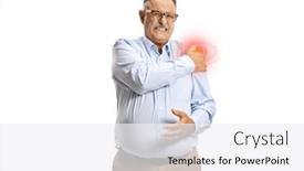  Presentation with shoulder pain - Presentation design with mature-man-in-a-shirt and a white colored foreground