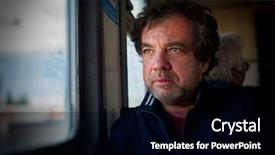  Presentation with disaster - Colorful PPT theme enhanced with mature man in a train backdrop and a  colored foreground