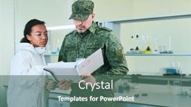  Presentation with secret - Presentation design consisting of mature-man-in-camouflage-uniform background and a ocean colored foreground