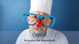  Presentation with entertainment - Colorful presentation design enhanced with mature man in chef uniform backdrop and a light blue colored foreground