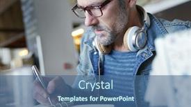  Presentation with agenda - Beautiful PPT layouts featuring mature-man-in-coffee-shop backdrop and a ocean colored foreground