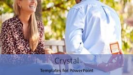  Presentation with kneeling - PPT theme consisting of mature-man-kneeling-and-holding background and a teal colored foreground