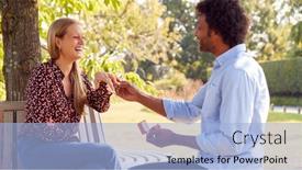  Presentation with kneeling - Beautiful PPT layouts featuring mature-man-kneeling-and-proposing backdrop and a light blue colored foreground