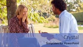  Presentation with kneeling - Colorful PPT theme enhanced with mature-man-kneeling-and-proposing backdrop and a teal colored foreground