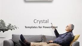  Presentation with air conditioning - PPT theme having mature-man-on-a-sofa background and a white colored foreground